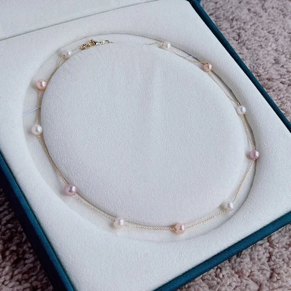 Black Friday Sale No 5 Handmade 14KGP Candy Color Freshwater Pearl Necklace - Picture 5 of 10